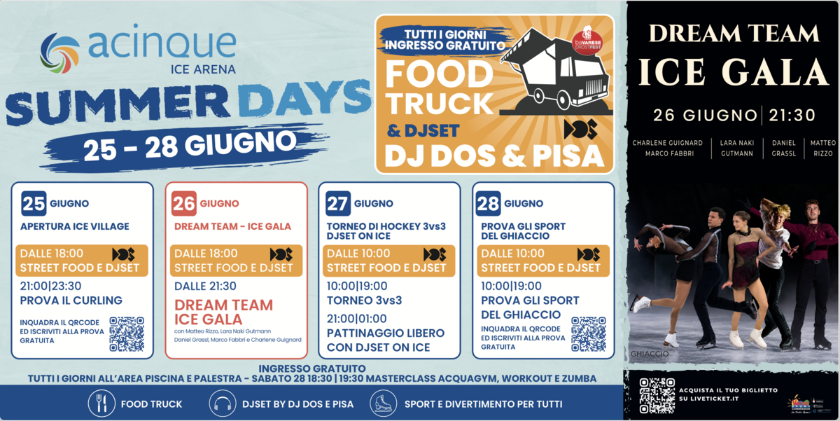 Quattro giorni di festa con Ice Village, musica, street food, sport e il grande galà delle stelle olimpiche azzurre all'Acinque Ice Arena