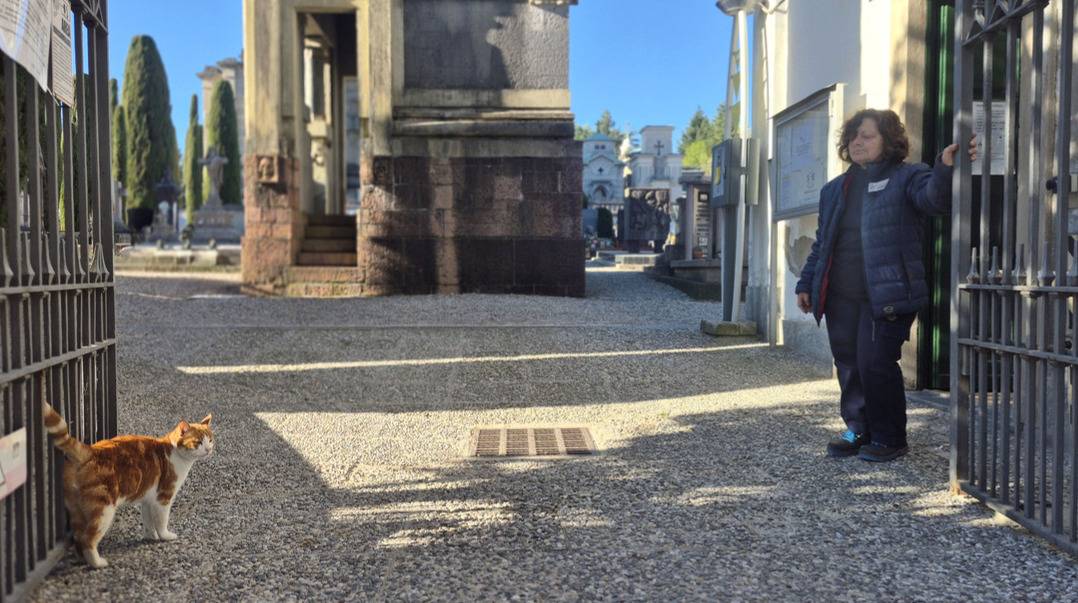 Trent'anni di vita a vegliare sui nostri cari: va in pensione la custode del cimitero di Giubiano. Ma il suo "vice" Diesel continuerà ad aspettarla
