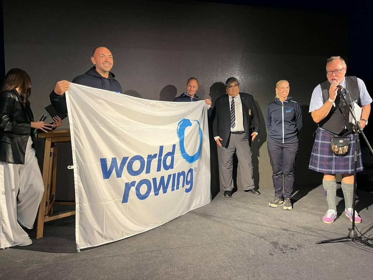 Road to Varese 2027: il Comitato Grandi Eventi sul Lago di Varese a Bled per il passaggio di testimone della World Rowing Masters Regatta