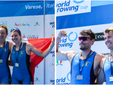 L'oro di Alice Codato, prima a sinistra, insieme a Laura Meriano nel due senza e l'argento di Gabriel Soares (a sinistra) con Niels Torre nel doppio (foto Emanuele Scordo)