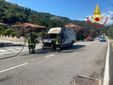 Furgone in fiamme sulla 394 a Brissago