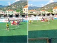 Squadra in festa sotto i tifosi biancorossi a fine gara a Lavagna Squadra in festa sotto i tifosi biancorossi a fine gara a Lavagna