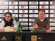 Il dg Max Di Caro e l'allenatore Spilli in conferenza stampa dopo la salvezza Il dg Max Di Caro e l'allenatore Spilli in conferenza stampa dopo la salvezza