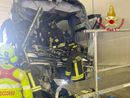 Il bus incidentato a Lomazzo Il bus incidentato a Lomazzo