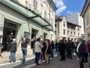 L'uscita dei partecipanti al Remigration Summit 2025