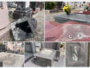 Questa è la scena che si presenta al cimitero di Sant'Ambrogio, tra i segni delle sculture e dei suppellettili divelti e una grossa statua di una madonna abbattuta e poi abbandonata dai ladri, probabilmente perché troppo pesante Questa è la scena che si presenta al cimitero di Sant'Ambrogio, tra i segni delle sculture e dei suppellettili divelti e una grossa statua di una madonna abbattuta e poi abbandonata dai ladri, probabilmente perché troppo pesante