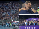 La festa del Pescara davanti ai 20 mila dell'Adriatico e, sopra, mister Baldini commosso insieme al portiere Alessandro Plizzari, eroe della finale di ritorno per la B vinta sulla Ternana ai rigori La festa del Pescara davanti ai 20 mila dell'Adriatico e, sopra, mister Baldini commosso insieme al portiere Alessandro Plizzari, eroe della finale di ritorno per la B vinta sulla Ternana ai rigori