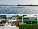 La serenità vista lago di Gavirate e, sotto, alcuni dei locali dove gustarsi un aperitivo, una colazione o uno spuntino veloce come il Tamarindo e il Galpa Beach
