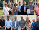 Le firme dei due nuovi patti di quartiere tra sindaco e amministrazione con il consiglio di quartiere 2 (più in basso al Castello di Masnago) e il consiglio di quartiere 8 in Vialetto Cascina Oeur (prima foto in alto), un'area verde con campi sportivi nei pressi di viale Valganna