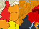 L'allerta rossa e arancione per la provincia di Varese (rossa nel nord, cioè zona laghi e Prealpi) della protezione civile e, a destra, quella di Meteo Svizzera L'allerta rossa e arancione per la provincia di Varese (rossa nel nord, cioè zona laghi e Prealpi) della protezione civile e, a destra, quella di Meteo Svizzera