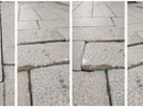 La zona di pavimentazione sconnessa in piazza San Vittore segnalata da una cittadina La zona di pavimentazione sconnessa in piazza San Vittore segnalata da una cittadina