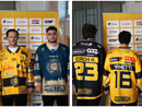 Marcello Borghi con la maglia nera da trasferta, Andrea Vanetti con quella gialla casalinga e Alessio Piroso in oro con la divisa pre game (Foto Alberto Bernasconi) Marcello Borghi con la maglia nera da trasferta, Andrea Vanetti con quella gialla casalinga e Alessio Piroso in oro con la divisa pre game (Foto Alberto Bernasconi)