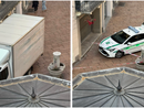 Varese, un furgone rischia di abbattere un balcone in corso Matteotti Varese, un furgone rischia di abbattere un balcone in corso Matteotti