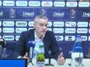 Coach Kastritis in conferenza stampa dopo il match vinto a Sassari dalla Openjobmetis Varese