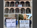 Gli striscioni dei lavoratori Beko di Cassinetta affissi ai Comuni di Cadrezzate con Osmate, Ternate e Mercallo
