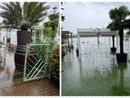 La attuale situazione al Village, con l'acqua che si divora la spiaggia e il dehor, sfiorando il ristorante
