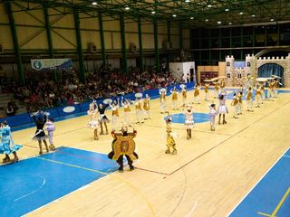 Immagini di uno spettacolo di pattinaggio a rotelle dell'associazione di Cocquio Trevisago