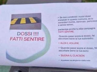 Il volantino anti dossi a Cocquio Il volantino anti dossi a Cocquio