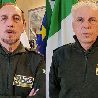 Il Capo Distaccamento del Corpo Volontari Parco del Ticino di Somma Lombardo, Mario Ceresa, insieme al suo vice, Franco De Tomasi