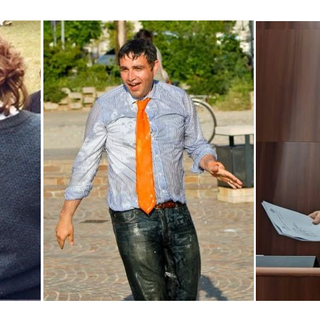 Da sinistra: Samuele Astuti giovanissimo scout, dopo la vittoria alle elezioni di Malnate e durante un intervento in Consiglio regionale