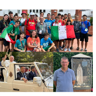I ragazzi, con l'arcivescovo Delpini e il passaggio del Papa - foto per cortesia di don Gianluca Tognon