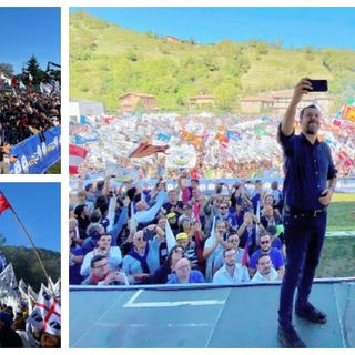 VIDEO. Pontida, Salvini fa firmare i sei impegni per il Governo: «E adesso andiamo a vincere queste bellissime elezioni»