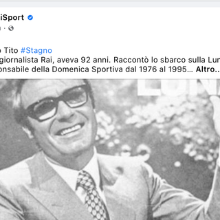 Il saluto di RaiSport sui social a Tito Stagno