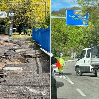 L'area fuori il birrificio Poretti e l'accesso bloccato alla Statale della Valganna