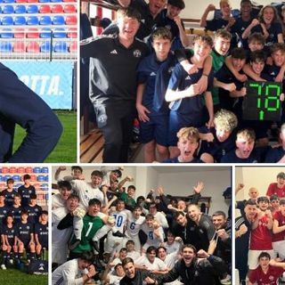 Andrea Millefanti, direttore generale del settore giovanile della Varesina, e dall'alto a sinistra in senso orario i campioni dell'Under 14 regionale, Under 16 Élite, Under 17 Élite e Under 15 Élite