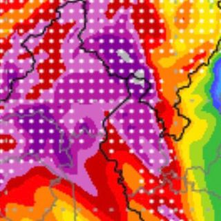 Quel viola sui nostri territori relativo alla pioggia prevista per giovedì 17 aprile non annuncia nulla di buono Quel viola sui nostri territori relativo alla pioggia prevista per giovedì 17 aprile non annuncia nulla di buono