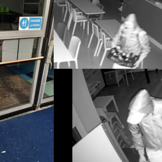 Il danno subito dalla sede di Happy Park Varese e le immagini del ladro che è entrato la notte scorsa