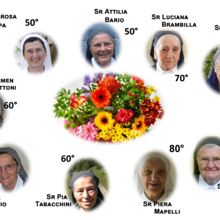 Le suore del convento di Bardello che festeggiano l'anniversario di professione religiosa