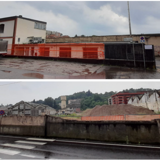 Si inizia a vedere la spianata sull'area ex Aermacchi dopo le demolizioni in corso, l'ultima è quella che riguarda la palazzina con gli ex uffici comunali che si affacciavano su piazzale Foresio (prima foto dall'alto, nella seconda la &quot;vista&quot; da via Crispi)