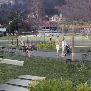 Il rendering del progetto finale di riqualificazione dell'area Gaggetto a Laveno