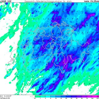La cartina con i possibili accumuli di pioggia previsti per oggi nelle nostre zone postata dall'esperto Gianluca Bertoni