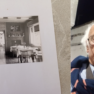 A destra Giorgio Valena, a sinistra una foto della trattoria Campagna un tempo
