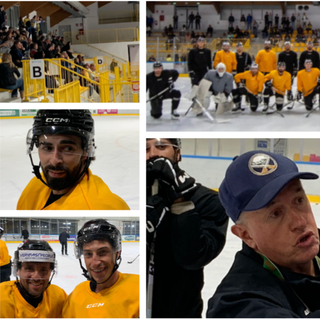 In alto pubblico e squadra al primo allenamento; qui sopra poker in senso orario: Pisarenko-Filippo Matonti, Bastille, Tilaro-Michael Mazzacane e il regalo di Flavio per il 35° compleanno di capitan Vanetti. Qui sopra a destra coach Da Rin alla lavagnetta in pista