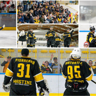 Bastille, in alto a sinistra, e i portieri Pisarenko-Pippo Matonti tra le braccia del pubblico insieme ai Mastini di Da Rin (in alto a destra) - Foto Alessandro Umberto Galbiati