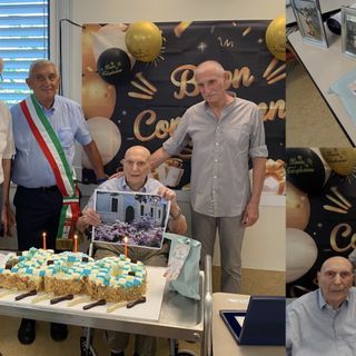 Angelo Beretta  con il vicepresidente Mazzucchelli,  l'assessore Cislaghi, il figlio Dario