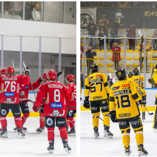Il Pergine esulta meritatamente, i Mastini vanno sotto la curva che li applaude comunque insieme a tutto il pubblico (Foto Alessandro Umberto Galbiati)