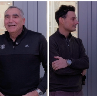 Matteo Cesarini ha accolto al palaghiaccio Jim Corsi e Roberto Blumer in vista dell'evento della fiaccola olimpica che arriverà in città mercoledì