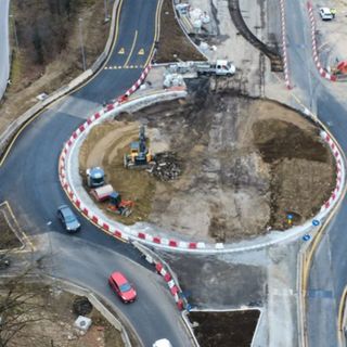 Foto d'archivio del cantiere per la realizzazione della rotatoria della superstrada a Vergiate