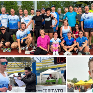 Sopra il gruppo di Oxygen Triathlon all'ultimo allenamento del martedì sera sulla pista di atletica di Gavirate e, nelle due foto sotto, il quindicenne Daniel O’Sullivan campione regionale di duathlon