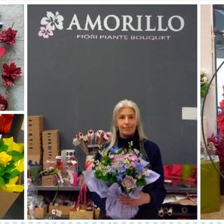 Elisabetta all'interno di &quot;Amorillo&quot;, negozio di piante e bouquet in via Bizzozero accanto al teatro e a piazza Repubblica