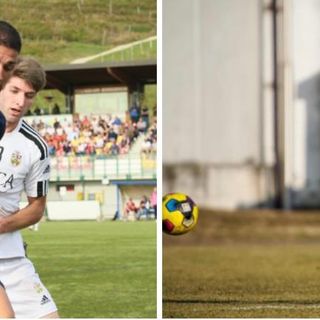 Marco Bertoli e Filippo Ghioldi, che coppia in mezzo e davanti (foto tratte dai profili Facebook ufficiali della Virtus CiseranoBergamo e della Pro Patria)