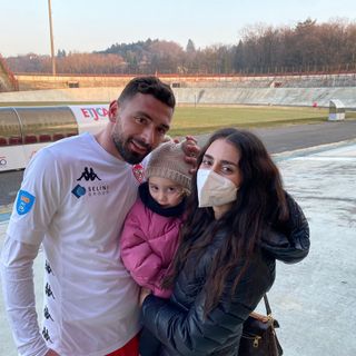 Francesco Gazo a fine partita festeggia il ritorno in campo con le sue gioie