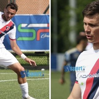 A sinistra Paolo Valagussa, mezz'ala trentunenne, e a destra Vladimir Mikhaylovskiy, difensore che compirà 35 anni il 21 giugno (foto Svsport.it)