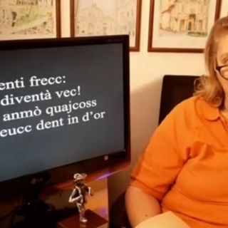 Lidia Munaretti recita &quot;Rifless in ciar e scur&quot; di Tino Rossi che per tre volte ha ricevuto il premio di poeta bosino