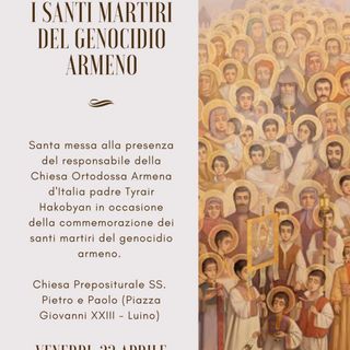 Luino, venerdì una messa in ricordo dei martiri del genocidio armeno
