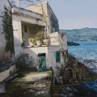 Sotto in gallery le opere in mostra e il pittore Matteo Massagrande - © ph Simona Poncia